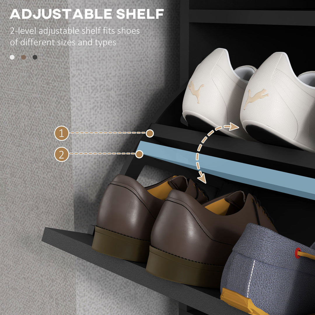 HOMCOM Modern Shoe Cabinet Storage 12 Pair Shoe Organizer with 2 Flip Doors Drawer and Adjustable Shelf White