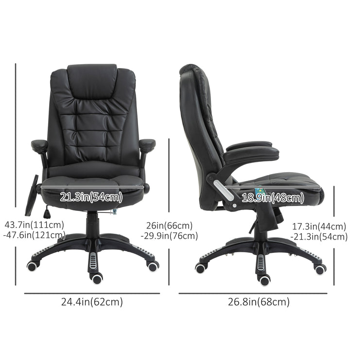 HOMCOM Executive Massage Chairs Heated High Back Reclining Office Chair Swivel Leather Adjustable Vibrating Furniture Black