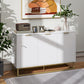 HOMCOM 47" Sideboard Buffet Cabinet with Storage, Contemporary Buffet Cabinet with Adjustable Shelves and Metal Legs, Kitchen Storage Cabinet with Elevated Base, White