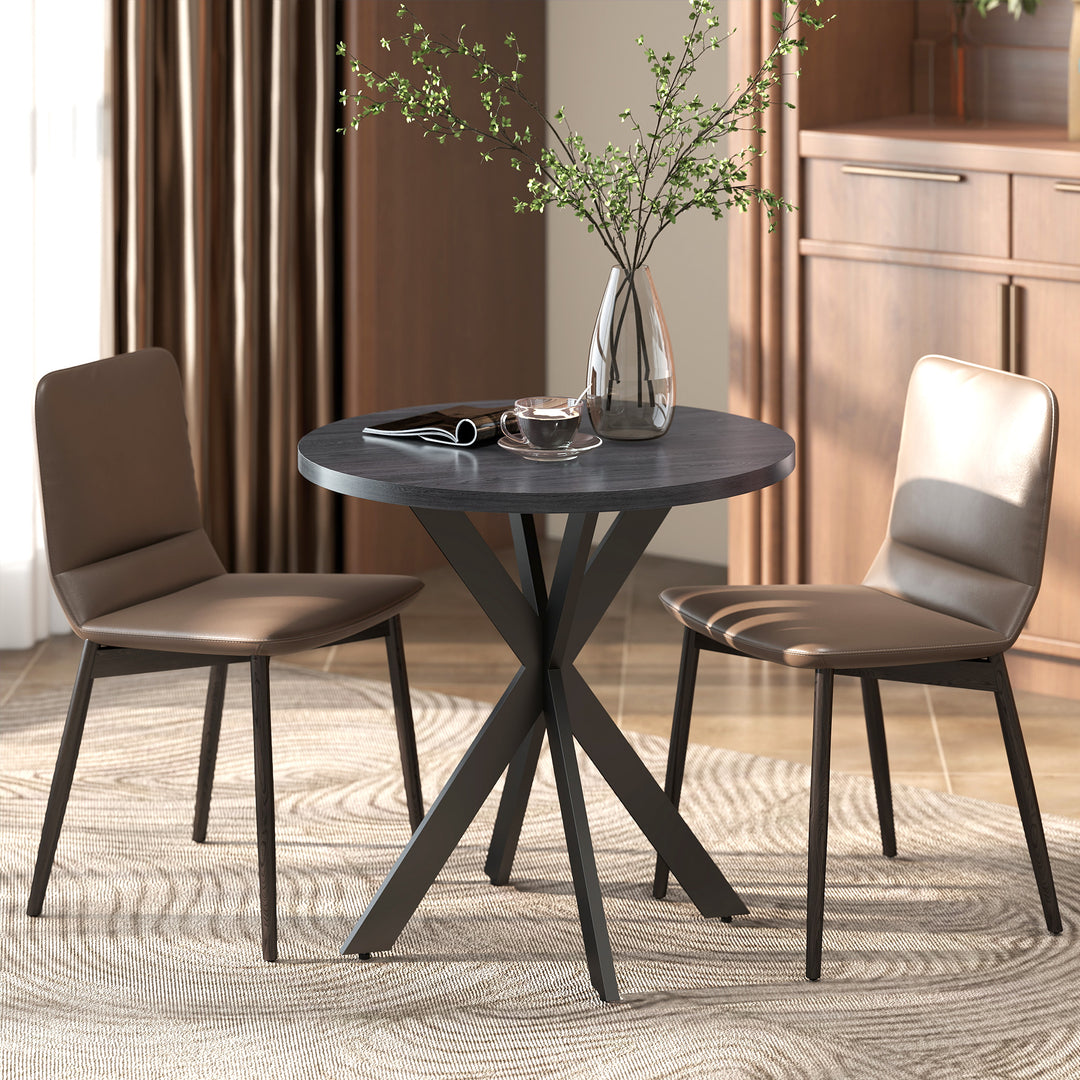 HOMCOM 29" Dining Table, Contemporary Round Kitchen Table with Steel Legs, Grey