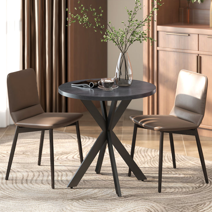 HOMCOM 29" Dining Table, Contemporary Round Kitchen Table with Steel Legs, Grey