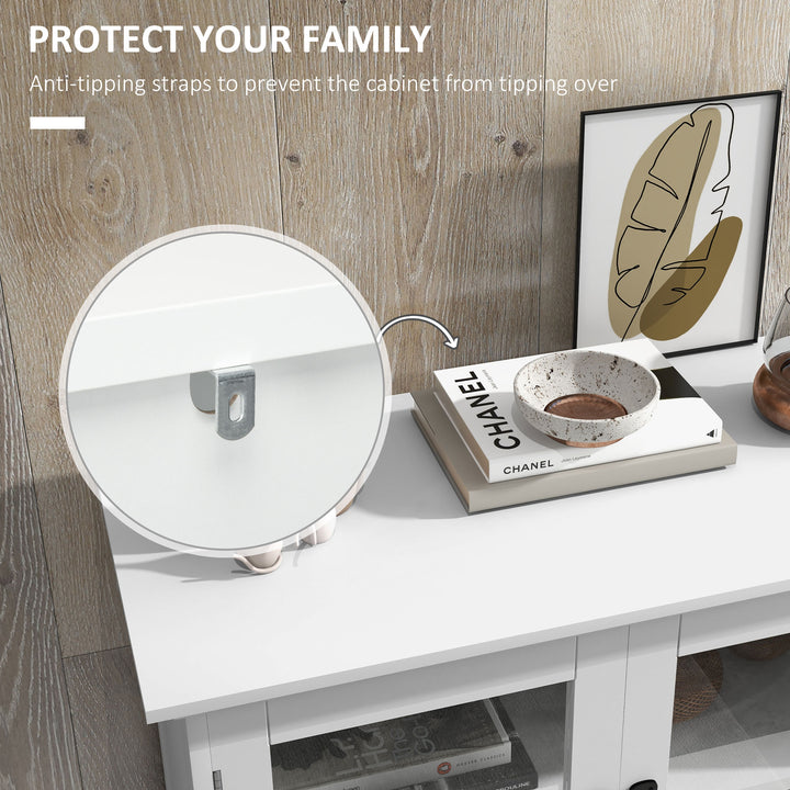 HOMCOM Modern Sideboard Cabinet, Freestanding Sideboards and Buffets with Glass Doors, 4-tier Shelving and Adjustable Shelves