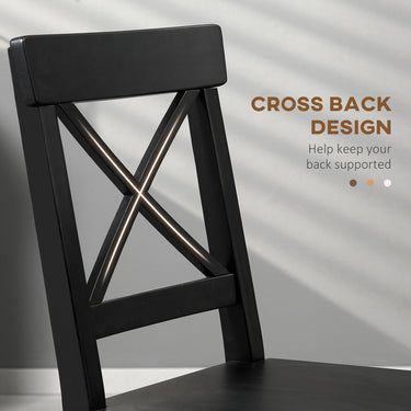 HOMCOM Wooden Dining Chairs Set of 4, Kitchen Chairs with Cross Back, Solid Structure for Living Room and Dining Room, Black