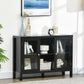 HOMCOM 30.25" Modern Kitchen Sideboard, Buffet Cabinet with Removable Wine Rack, Tempered Glass Door Cabinet and Adjustable Shelves for Living Room, Kitchen, Entryway, Black
