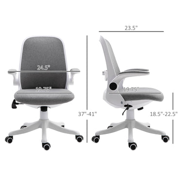 Vinsetto Office Chair 360° Swivel Task Desk Breathable Fabric Computer Chair with Flip-up Arms and Adjustable Height, Grey