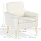 HOMCOM Fabric Accent Chair, Modern Upholstered Armchair with Wood Legs and Wide Padded Seat, Cream White