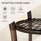 Outsunny Outdoor Rattan Dining Table, Patio Wicker Round Coffee Table with 2-Tier Storage Shelf, Brown