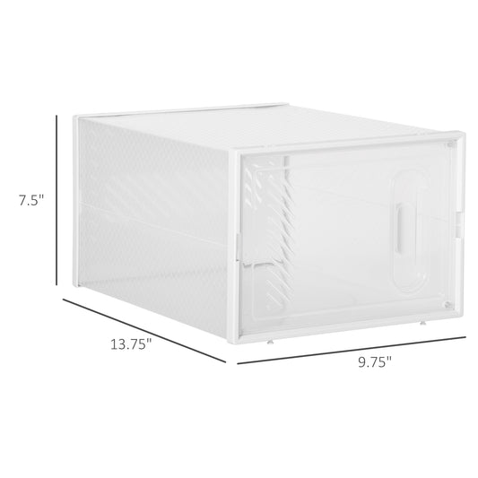 HOMCOM 18 Pack Shoe Storage Boxes, Space-saving Shoe Organizers, Clear Plastic Stackable Holders Containers with Front Opening