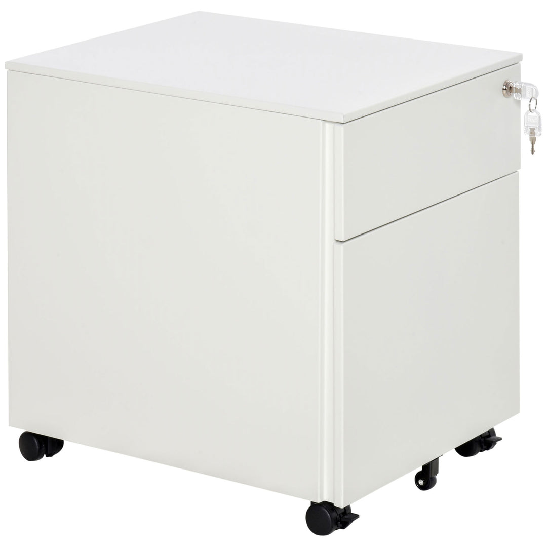 Vinsetto Lockable File Cabinet, Steel Filing Cabinet on Wheels for Legal, A4, Letter Size, with Pencil Tray for Home Office