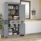 HOMCOM 72.5" Kitchen Pantry Cabinet, Freestanding Storage Cabinet with 4 Doors, Drawer and Adjustable Shelves, Black