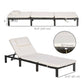 Outsunny Outdoor Lounger, Patio Lounger with 5-Level Adjustable Back, Headrest for Poolside, Garden, Backyard, Cream White