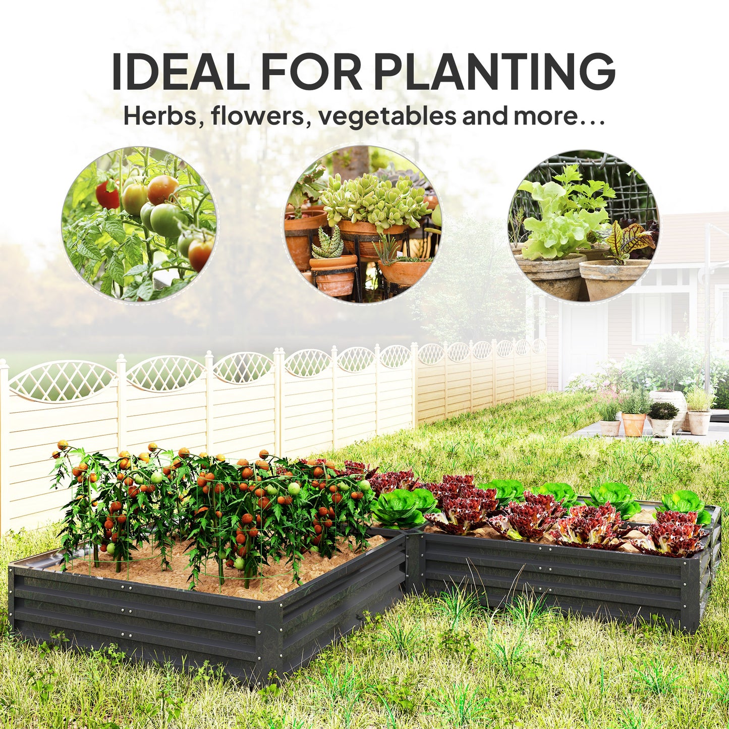 Outsunny Steel Raised Garden Bed, Set of 5 Large Box Planters for Outdoor Plants Vegetables Flowers Herbs, 8x8x1ft, Green