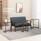 HOMCOM Nesting End Tables Set of 3, Industrial C-Shaped Snack Side Table with Steel Frame for Sofa Couch, Bed, Living Room, Rustic Brown