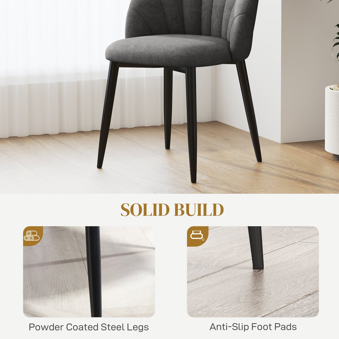 HOMCOM Modern Dining Chairs Set of 4, Upholstered Dining Room Chairs with Metal Legs, Shell Backrest, Padded Seat, Cream White