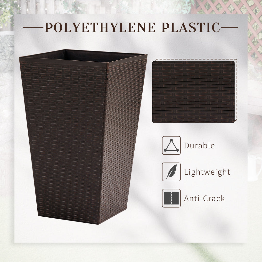 Outsunny Set of 3 Tall Plant Stand, Outdoor & Indoor Flower Pot Set for Front Door, Entryway, Patio and Deck, Brown