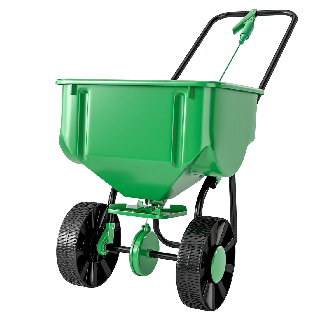 Outsunny Broadcast Spreader, 40 L Walk-Behind Fertilizer Spreader with 8.5" Wheels for Fertilizer, Seeds, Salt, 132 LB Capacity