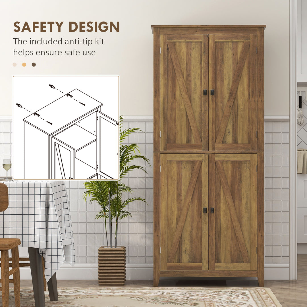 HOMCOM 72" Freestanding Storage Cabinet, Kitchen Pantry Cabinet with Doors and Shelves for Dining Room, Natural