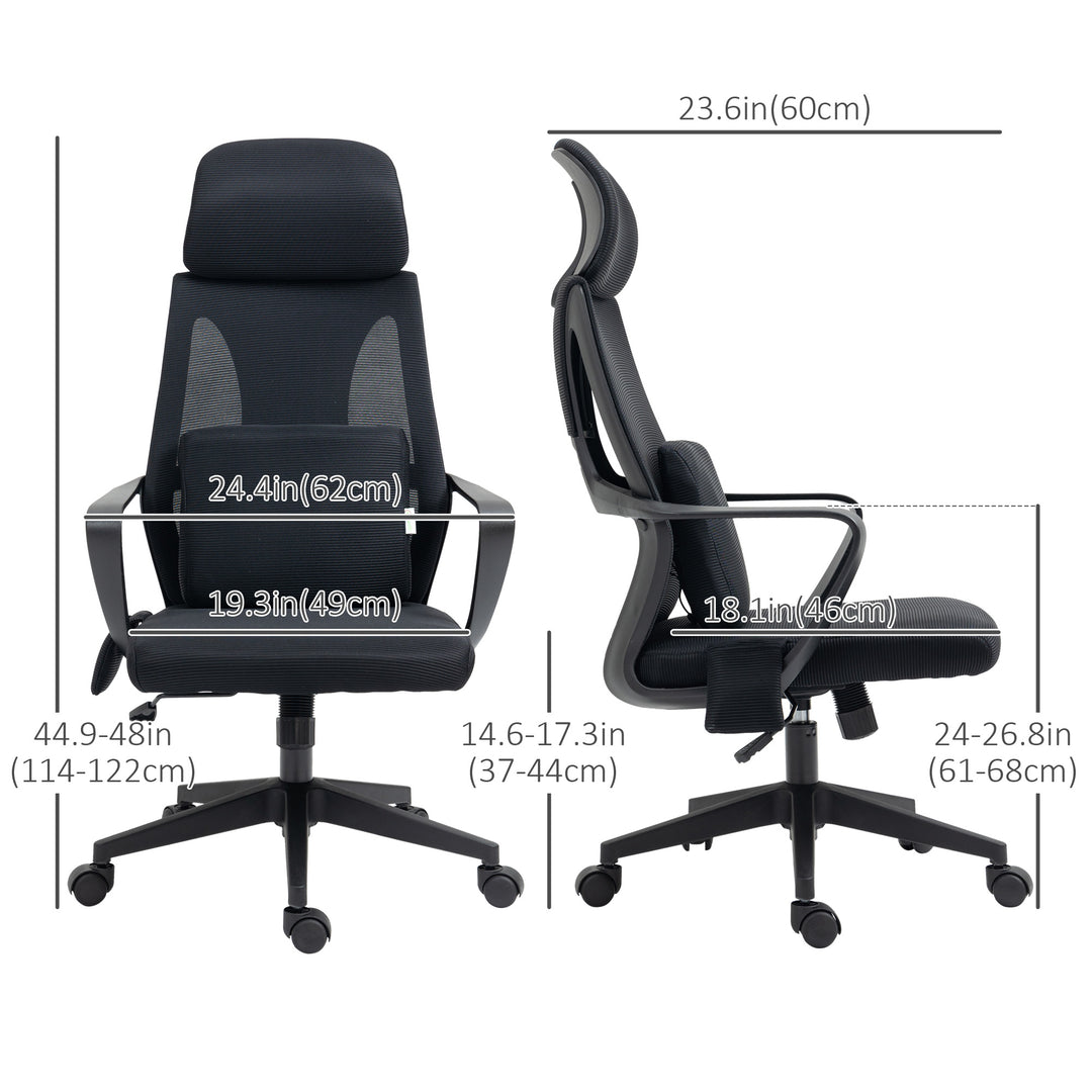 Vinsetto Office Chair High Back, Ergonomic Mesh Computer Chair Executive Task Chair with Massage Lumbar Support & Headrest Rocking