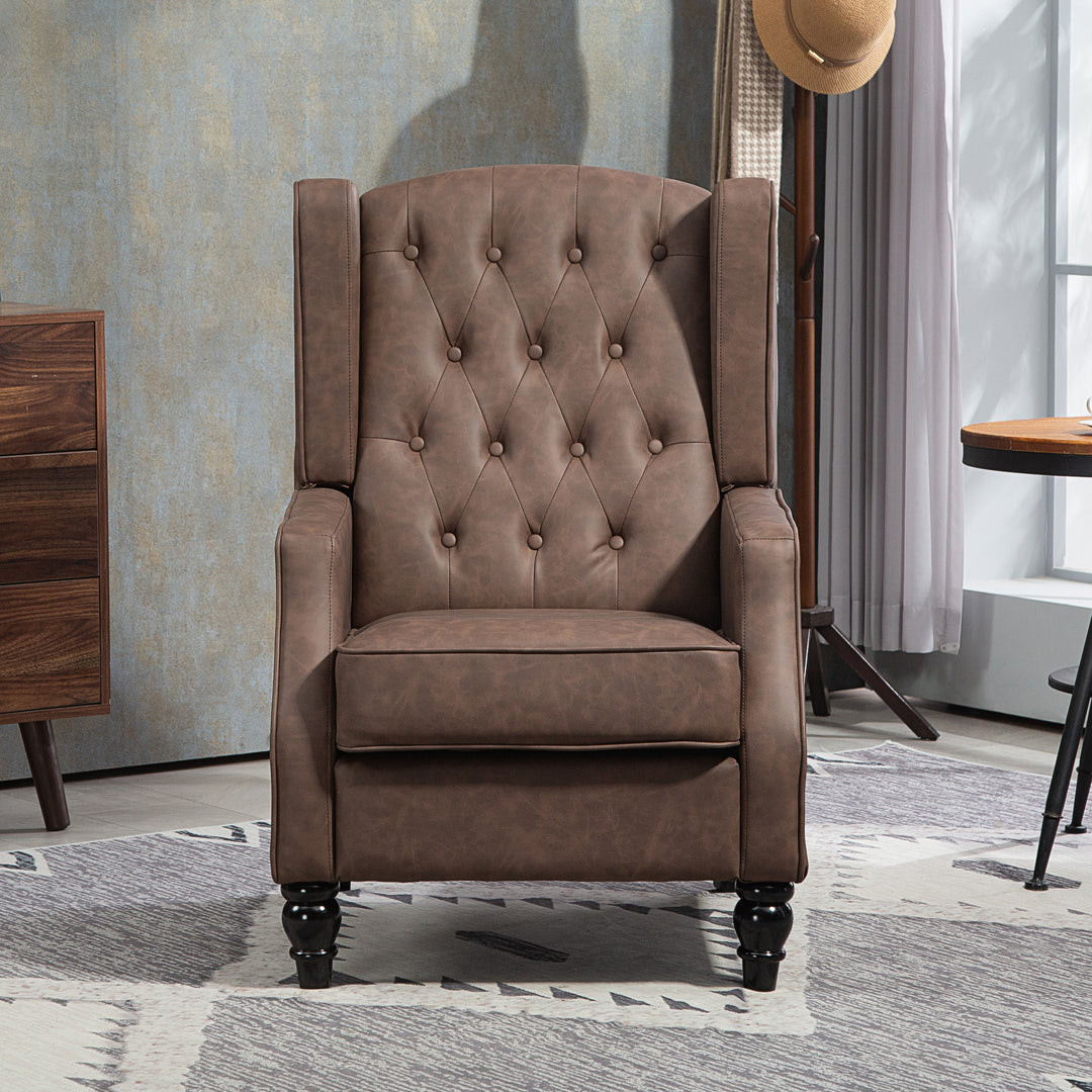 HOMCOM Faux Leather Armchair, Modern Accent Chair with Thick Padding for Living Room, Bedroom, Home Office, Brown