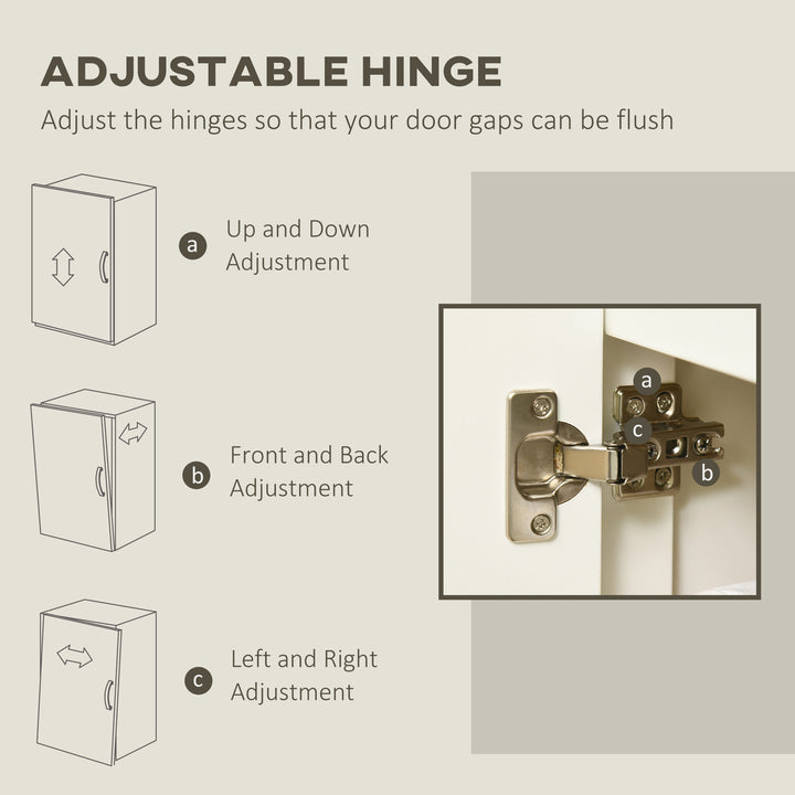 HOMCOM Sideboard Cabinet, Buffet Table with 2 Double Doors and Adjustable Shelves for Living Room, Entryway, White