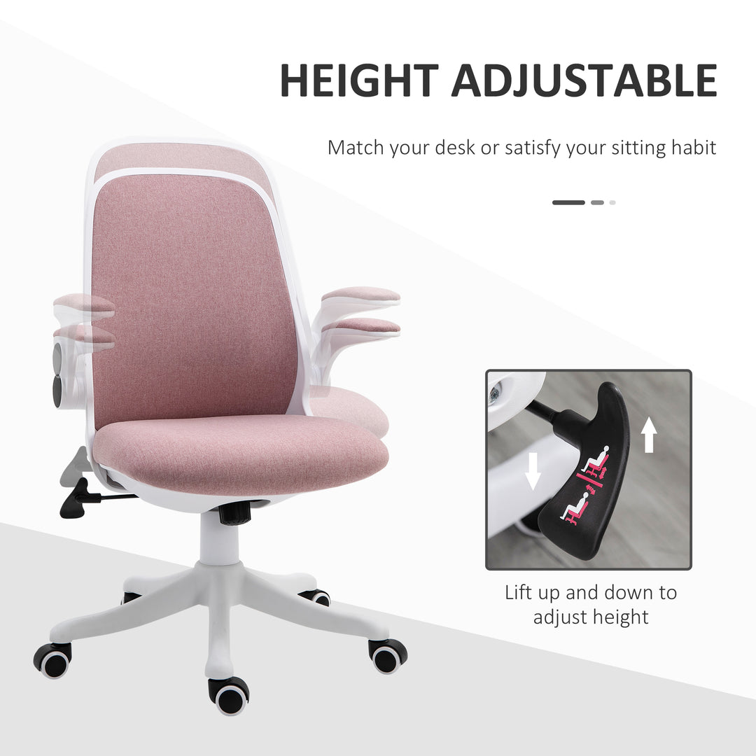 Vinsetto Office Chair 360° Swivel Task Desk Breathable Fabric Computer Chair with Flip-up Arms and Adjustable Height, Grey