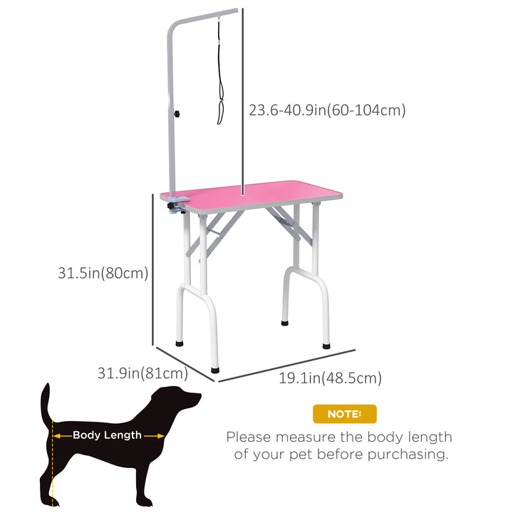 PawHut Foldable Pet Grooming Table for Dogs Cats with Adjustable Arm, Non-slip Surface, Black