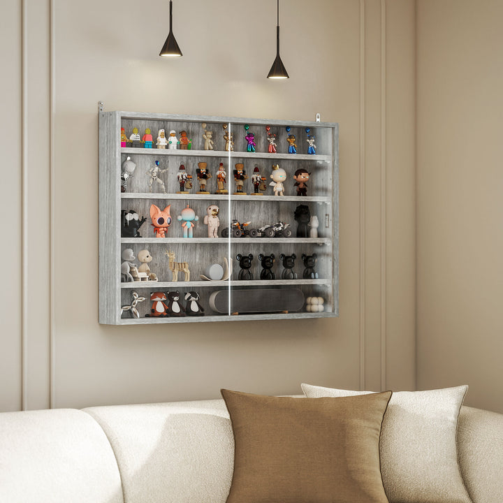 HOMCOM 5-Tier Display Cabinet, Shot Glass Display Case, Glass Curio Cabinet with 2 Glass Doors and 4 Adjustable Shelves, White