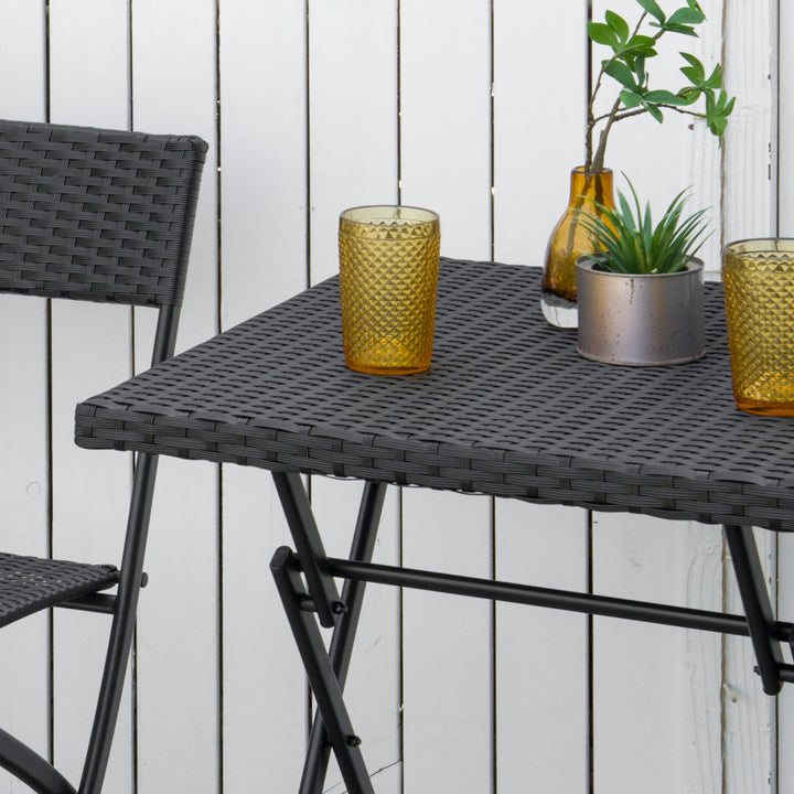 Outsunny 3-Piece Outdoor Folding Rattan Bistro Set, Mixed Brown