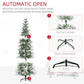 HOMCOM 7.5 Feet Pencil Snow Flocked Artificial Christmas Tree with 880 Realistic Cypress Branches, Auto Open, Green