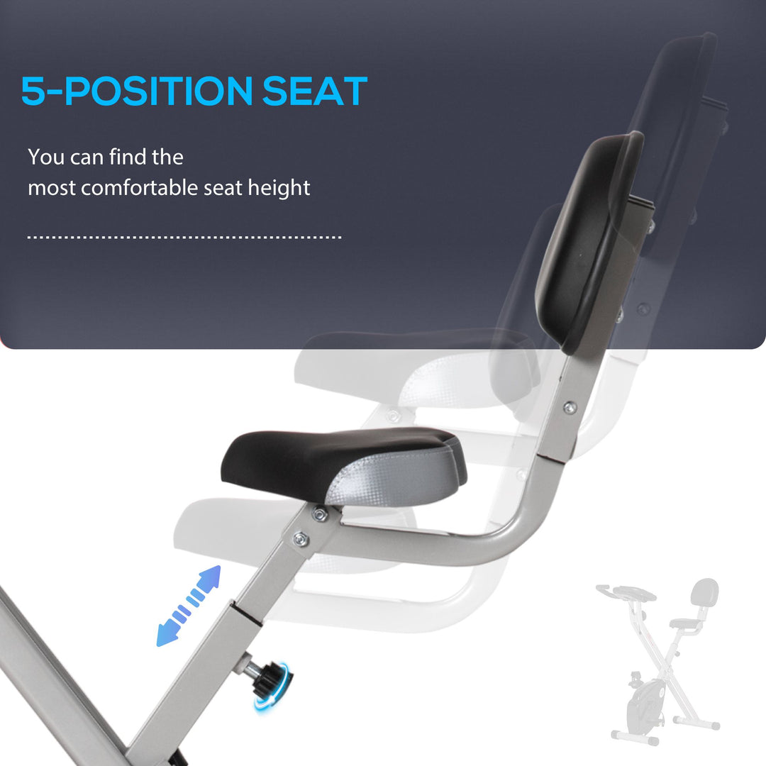 Soozier Foldable Indoor Stationary Bike with 8 Levels of Magnetic Resistance, Exercise Bike for Cardio Workout, Red