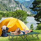 Outsunny 76" Two Person Folding Camping Cot Outdoor Portable Double Cot Wide Military Sleeping Bed w/ Carrying Bag Blue