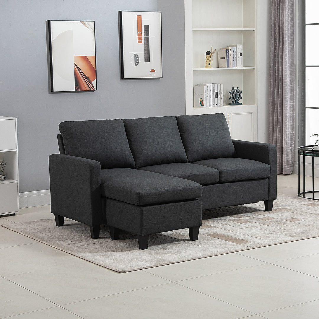 HOMCOM L-Shape Sofa, Modern Sectional Couch with Ottoman, Corner Sofa for Living Room, Dark Grey
