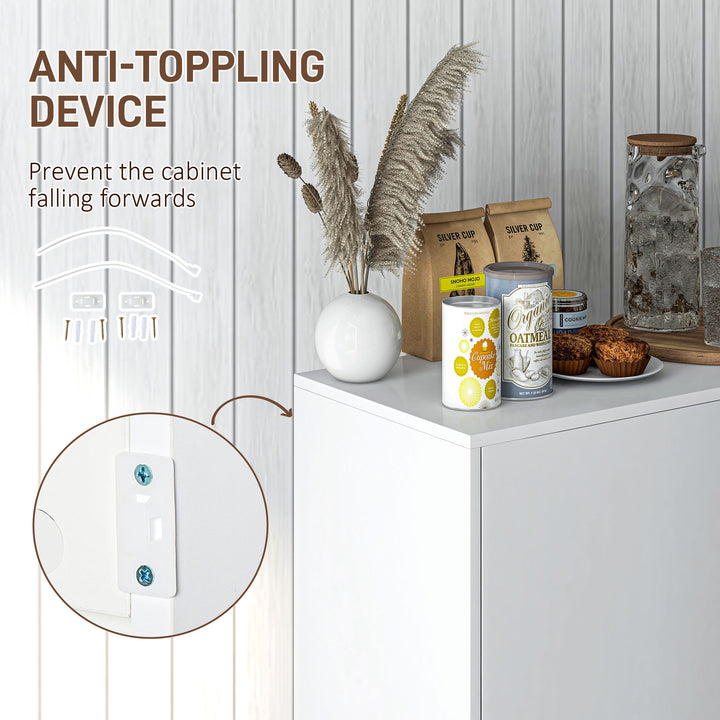 HOMCOM Kitchen Sideboard Storage Cabinet, Modern Coffee Bar with Push-Open Design and 2 Drawers for Living Room, Black