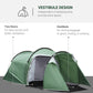 Outsunny Pop Up Camping Tent with Vestibule Waterproof Tent for 2-3 Person, Dark Green