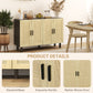HOMCOM Boho Sideboard Buffet Cabinet, Storage Cabinet with 4 Rattan Doors and Adjustable Shelves, Black