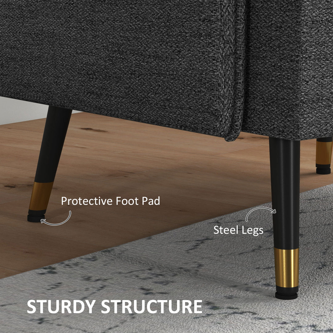 HOMCOM Modern Armchair, Upholstered Accent Chair with Tufted Back Cushion and Steel Legs for Living Room, Bedroom, Grey