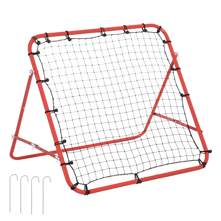 HOMCOM Volleyball Rebounder Net Football Training Aid Kickback Target Play Red