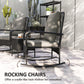 Outsunny 3 Pieces Rattan Bistro Set, Wicker Patio Furniture with Rocking Chairs, Thick Cushions for Porch Balcony, Grey