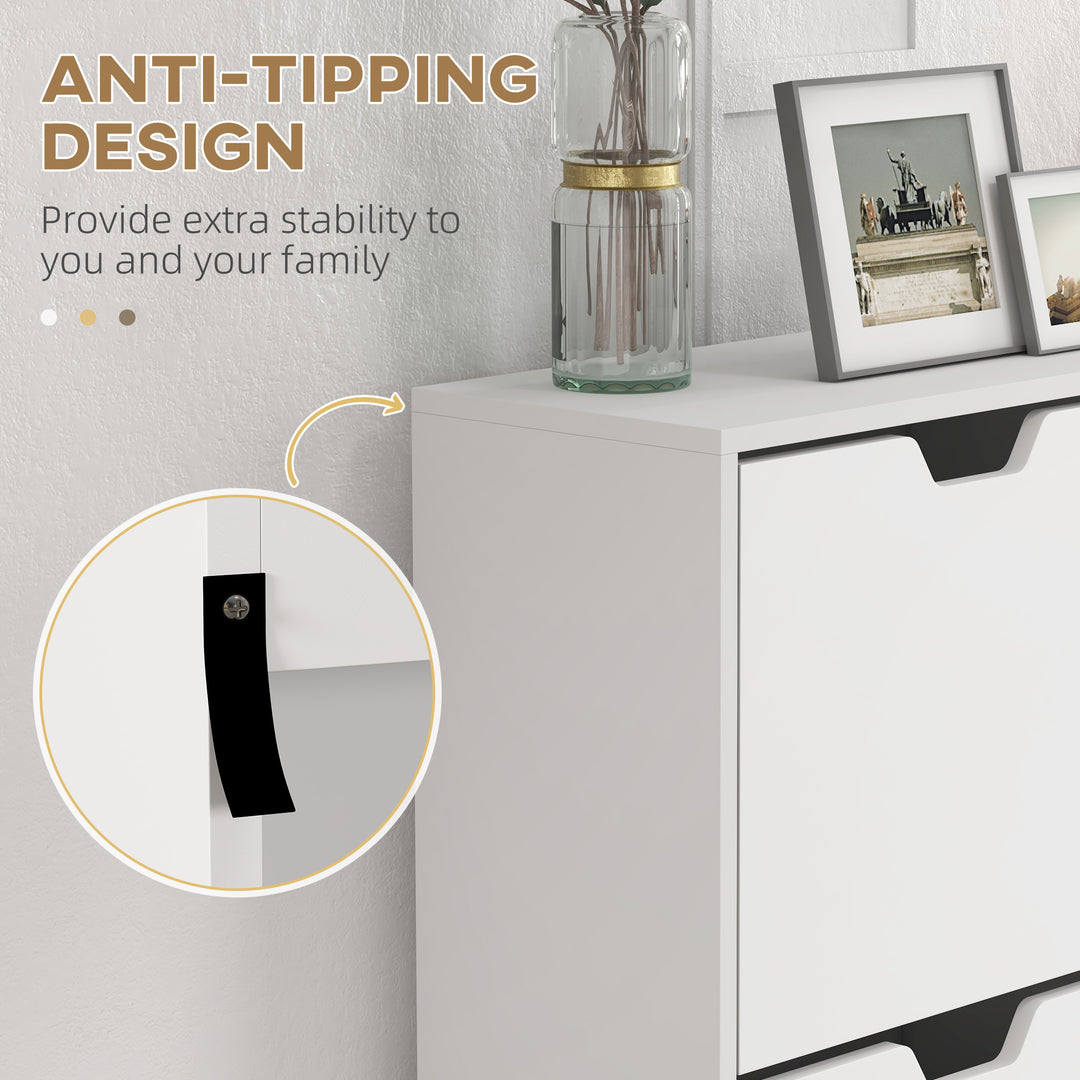 HOMCOM Shoe Storage Cabinet with 4 Flip Drawers and Adjustable Shelf, Shoe Cabinet for 8-16 Pairs of Shoes, Natural