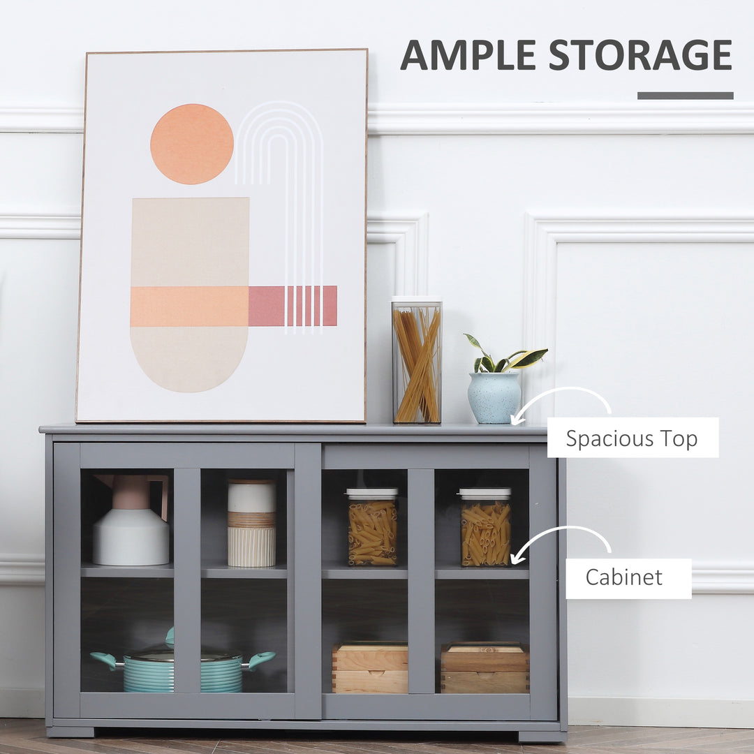 HOMCOM Kitchen Sideboard, Stackable Storage Cabinet, Sliding Glass Door Console, Serving Buffet for Kitchen & Dining Room