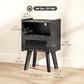 HOMCOM Modern NightStands Set of 2 with Charging Station, Storage, Glass Decorative Door for Bedroom, Living Room, Black