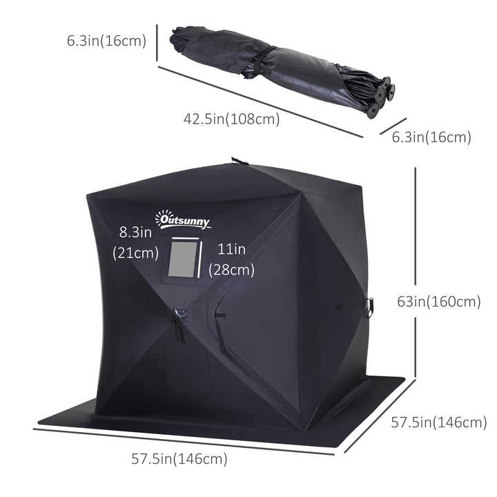 Outsunny 2 Person Pop Up Ice Fishing Tent Shelter, Fishing Shanty, with Carry Bag, Blue