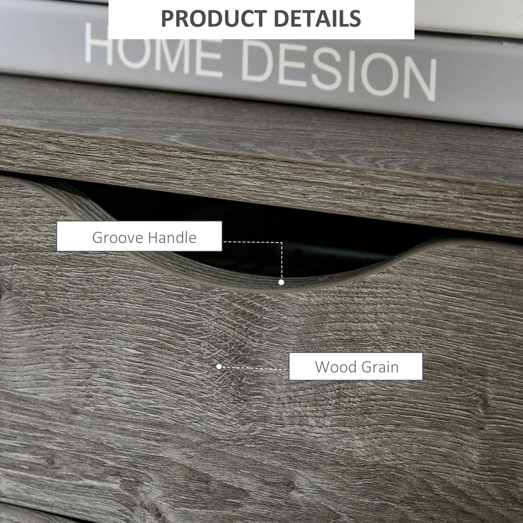 HOMCOM Nightstand with 2 Drawers, Industrial Side Table with Storage Shelf, Accent End Table for Bedroom, Living Room, Grey