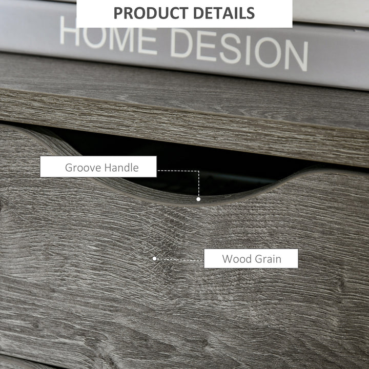 HOMCOM Nightstand with 2 Drawers, Industrial Side Table with Storage Shelf, Accent End Table for Bedroom, Living Room, Grey