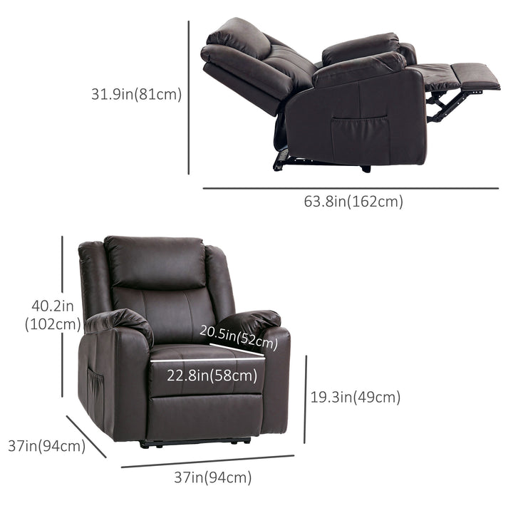 HOMCOM PU Leather Reclining Chair, Recliner Chair for Living Room with Footrest and 2 Side Pockets, Black