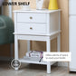 HOMCOM Modern Sofa Side Table, Accent End Table with Drawers and Storage Shelf, Nightstand for Bedroom Living Room, Black