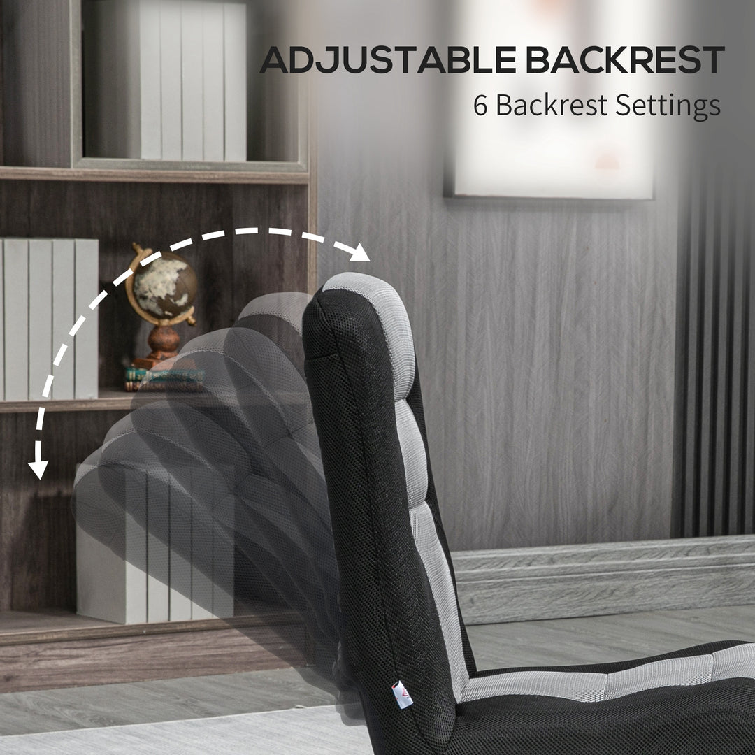 HOMCOM Folding Floor Chair for Adults Teens, 360 Degree Swivel Gaming Chair, 6 Positions Adjustable Lazy Sofa, Black