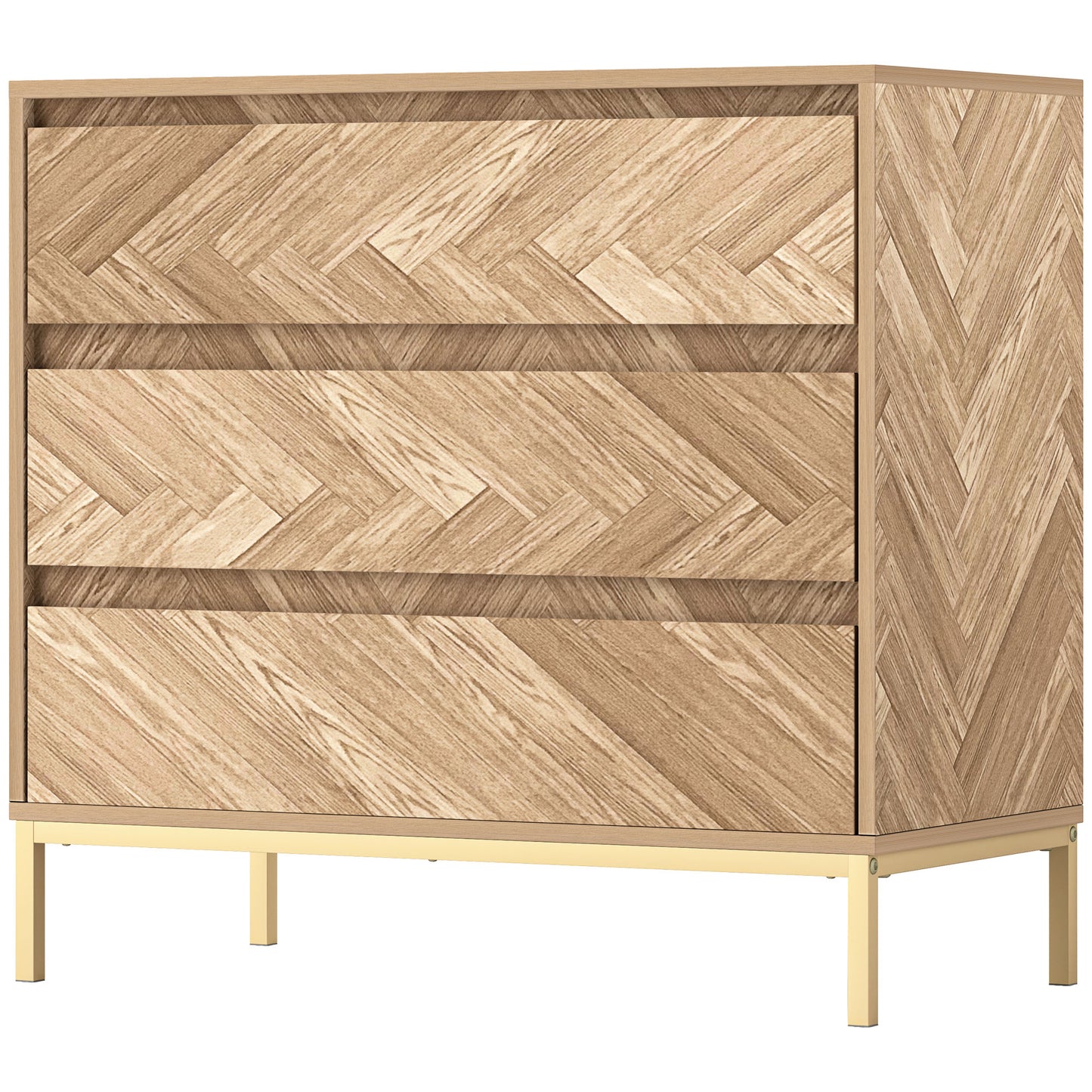 HOMCOM Bedroom Chest of Drawers with Anti-tipping Design, Storage Cabinet with 3 Drawers for Living Room, Hallway, Nature Wood