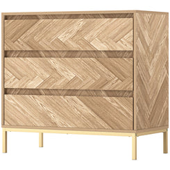 HOMCOM Bedroom Chest of Drawers with Anti-tipping Design, Storage Cabinet with 3 Drawers for Living Room, Hallway, Nature Wood