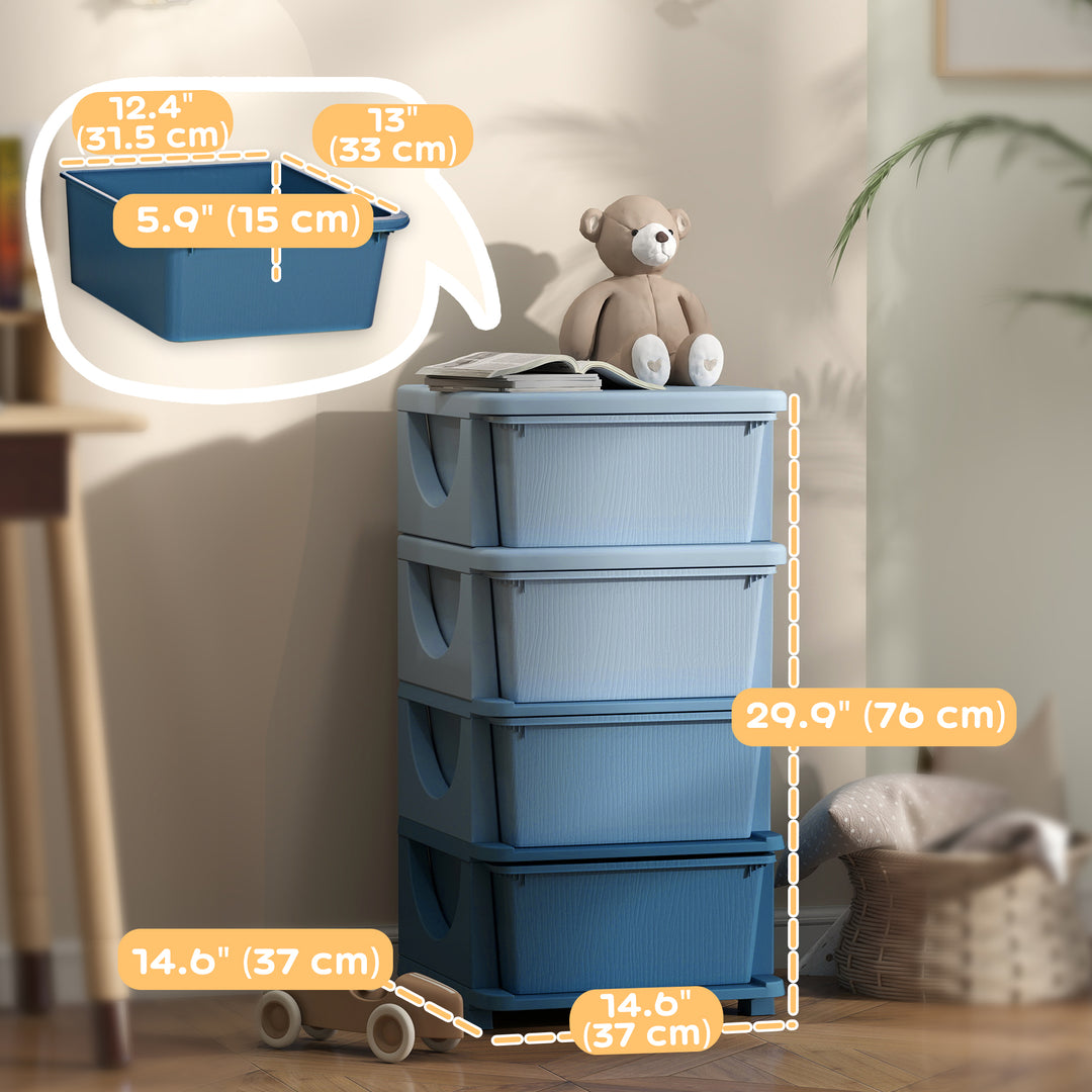 Qaba 3 Tier Kids Toy Organizer and Storage Bins with 3 Plastic Drawers, Pink